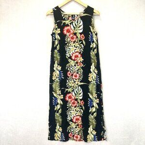 Hibiscus Collection Hawaii Midi Dress Small S Floral Tropical Resort Lightweight